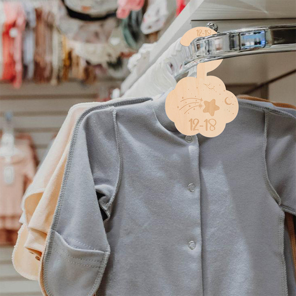 Baby Nursery Themes - ตัวแบ่งเสื้อผ้าเด็กอ่อน 14 ชิ้น ทำจากไม้ ลายเมฆและหมี สำหรับจัดระเบียบตู้เสื้อผ้าเด็กแรกเกิด