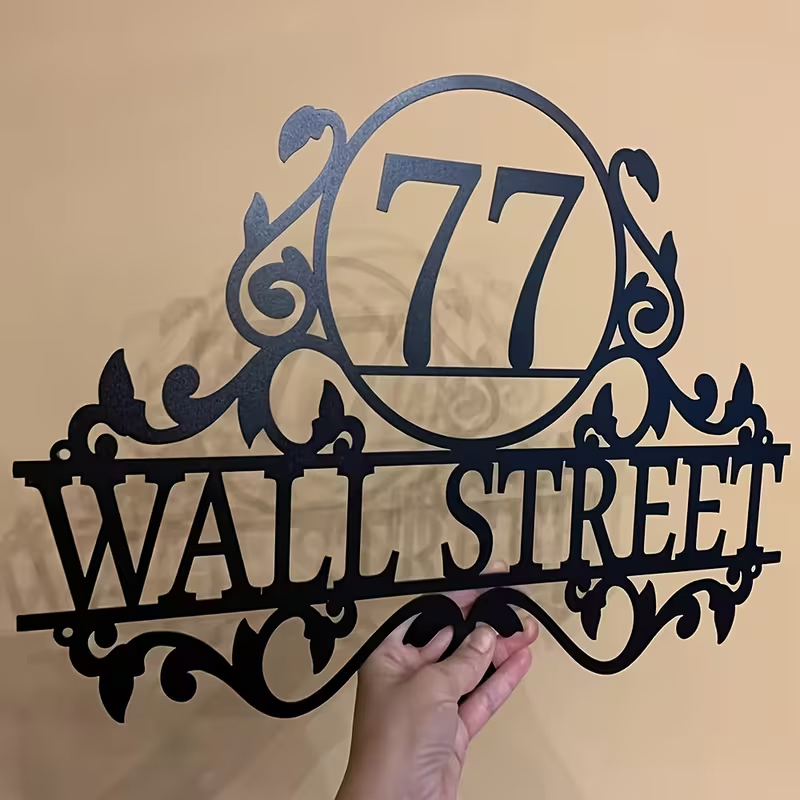Baby Nursery Name Sign - ป้ายเลขที่บ้านและชื่อถนนโลหะแบบกำหนดเอง - ป้ายที่อยู่เหล็กแบบส่วนตัวสำหรับตกแต่งภายนอกบ้าน - ของขวัญปีใหม่