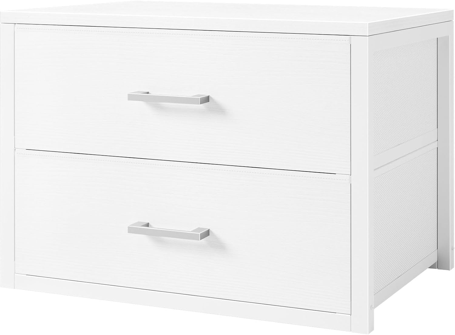 Drawer Dresser White - ตู้เก็บของแบบซ้อนกันได้ 2 ลิ้นชัก ผ้าหุ้มสไตล์โมเดิร์น สีขาว สำหรับห้องนอนและตู้เสื้อผ้าในสำนักงาน