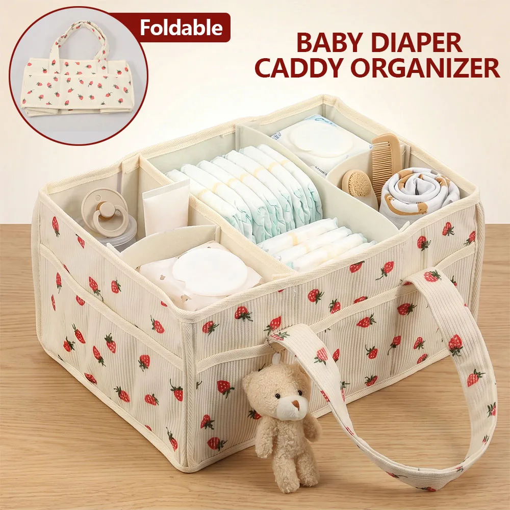 Baby Nursery Dresser - ตะกร้าเก็บผ้าเช็ดทำความสะอาดสำหรับเด็กแบบพกพา ทำจากผ้าสักหลาด พร้อมช่องแบ่งและหูจับ ใช้เป็นที่จัดเก็บของในห้องเด็กอ่อน หรือเป็นที่จัดระเบียบบนโต๊ะเปลี่ยนผ้าอ้อมแบบพับได้