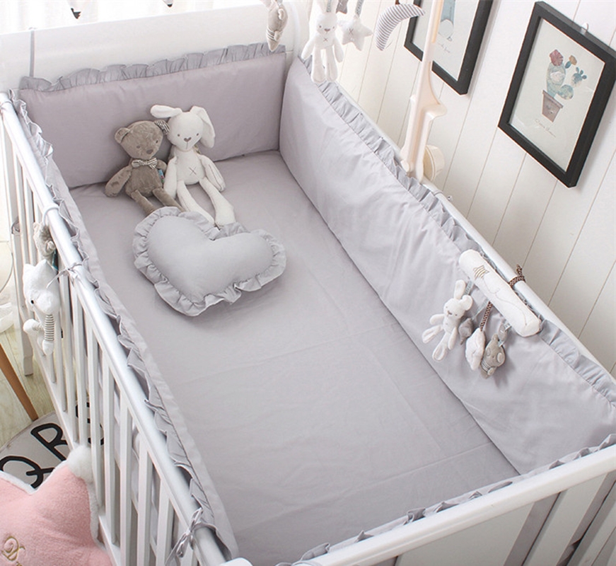 Baby Nursery Sale - 5 ชิ้นผ้าฝ้ายชุดเครื่องนอนเด็กชุดเครื่องนอน Boy & Girl เด็กความปลอดภัยเปลเตียงรั้ว