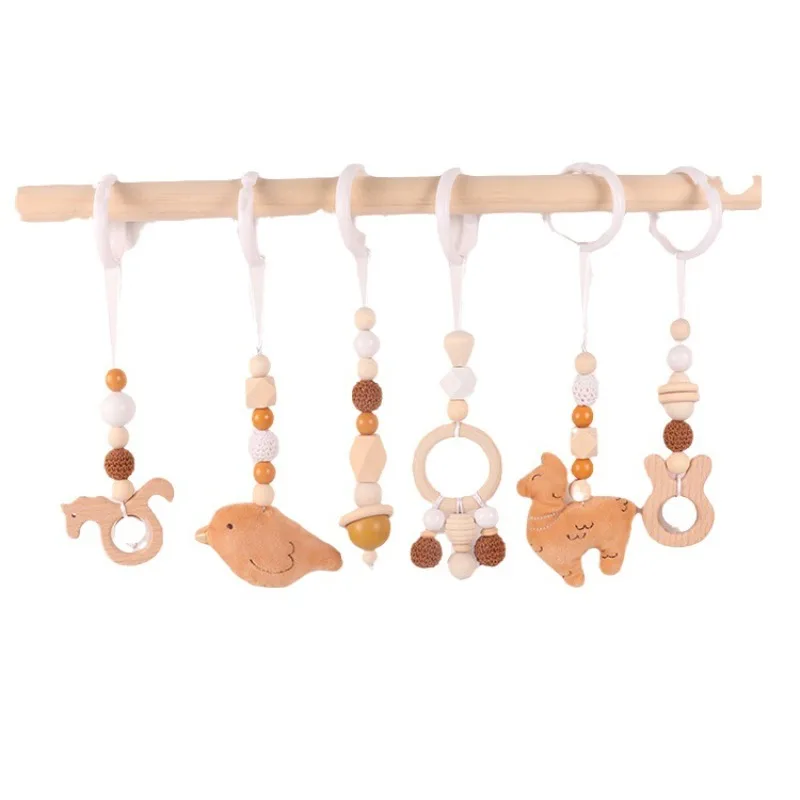Baby Nursery Hospital - 6 ชิ้นของเล่นเด็กไม้ Beech กิจกรรม Gym กรอบรถเข็นเด็กแขวนจี้ของเล่น