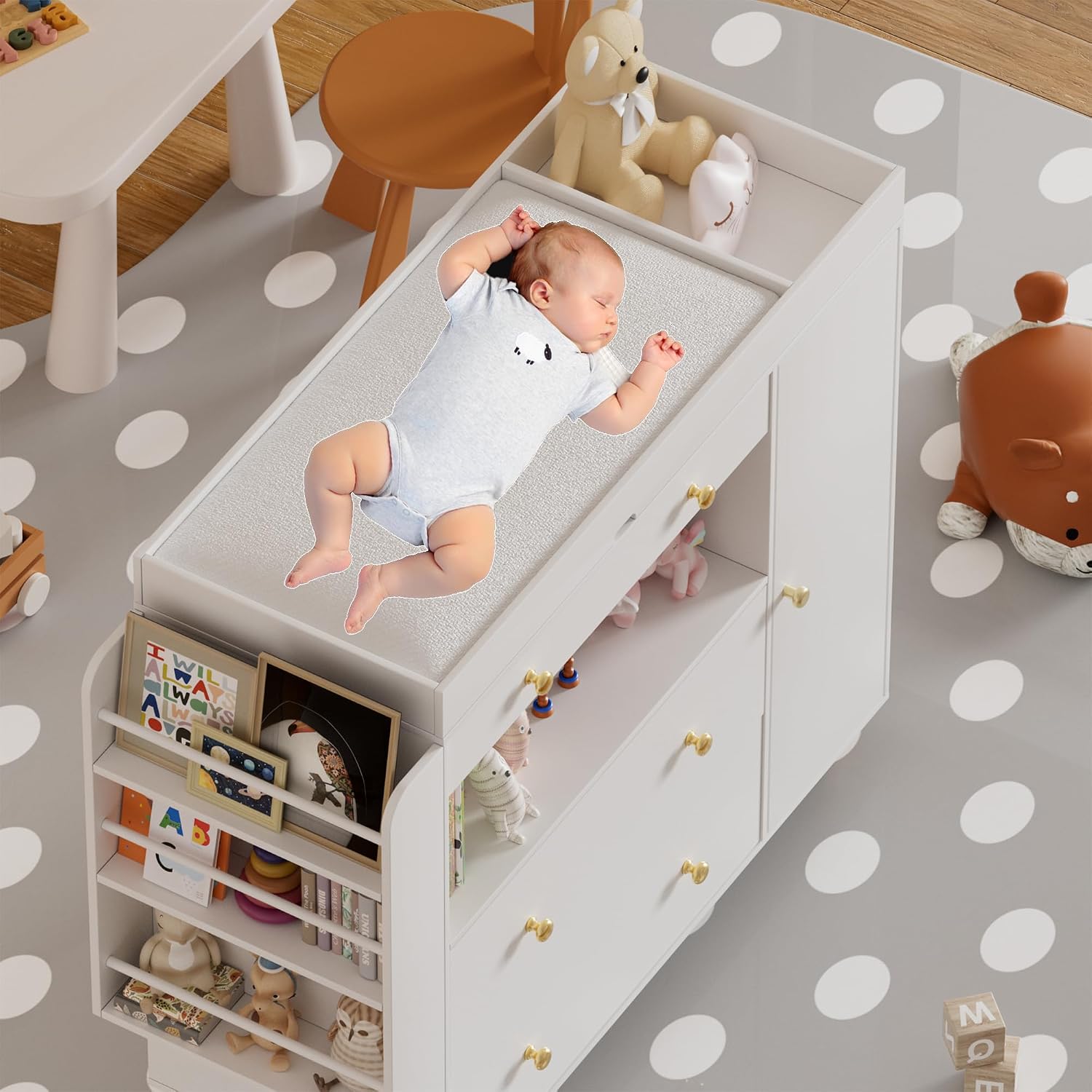 ตู้เสื้อผ้าเด็กอ่อนพร้อมโต๊ะเป - Baby Nursery Dresser บทวิจารณ์และราคา