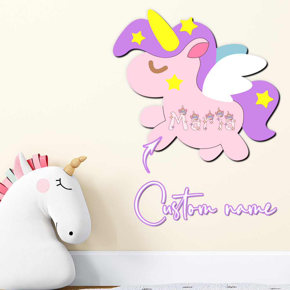 ป้ายชื่อไม้ยูนิคอร์นแบบกำหนดเอ - Baby Nursery Name Sign บทวิจารณ์และราคา
