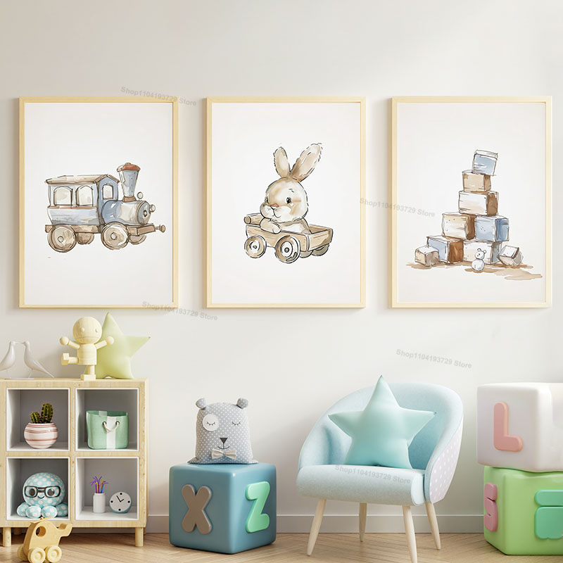 ภาพพิมพ์บนผ้าใบลายการ์ตูนสไตล์ - Baby Nursery Themes บทวิจารณ์และราคา