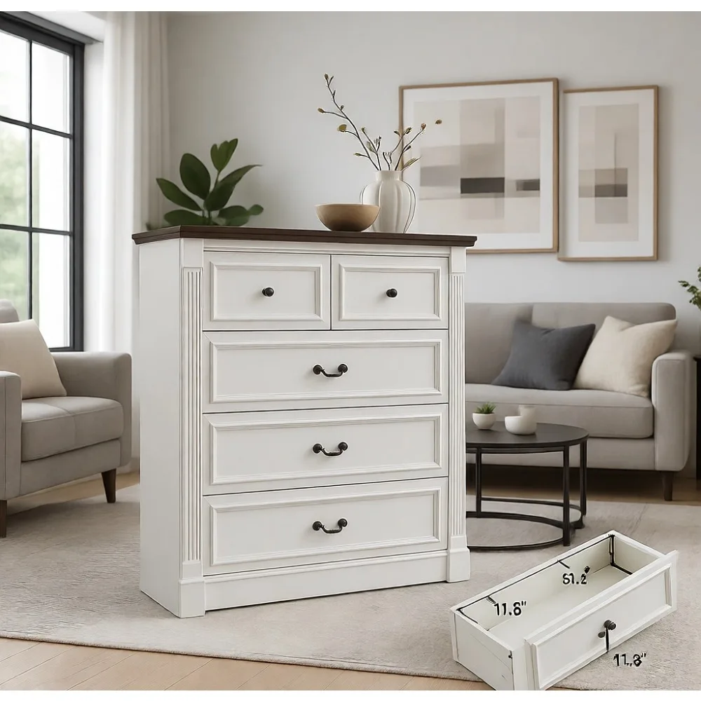 ตู้ลิ้นชัก 5 ชั้นสำหรับห้องนอน - Drawer Dresser White บทวิจารณ์และราคา
