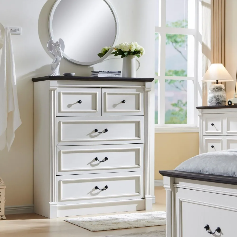ตู้ลิ้นชัก 5 ชั้นสำหรับห้องนอน - Drawer Dresser White บทวิจารณ์และราคา
