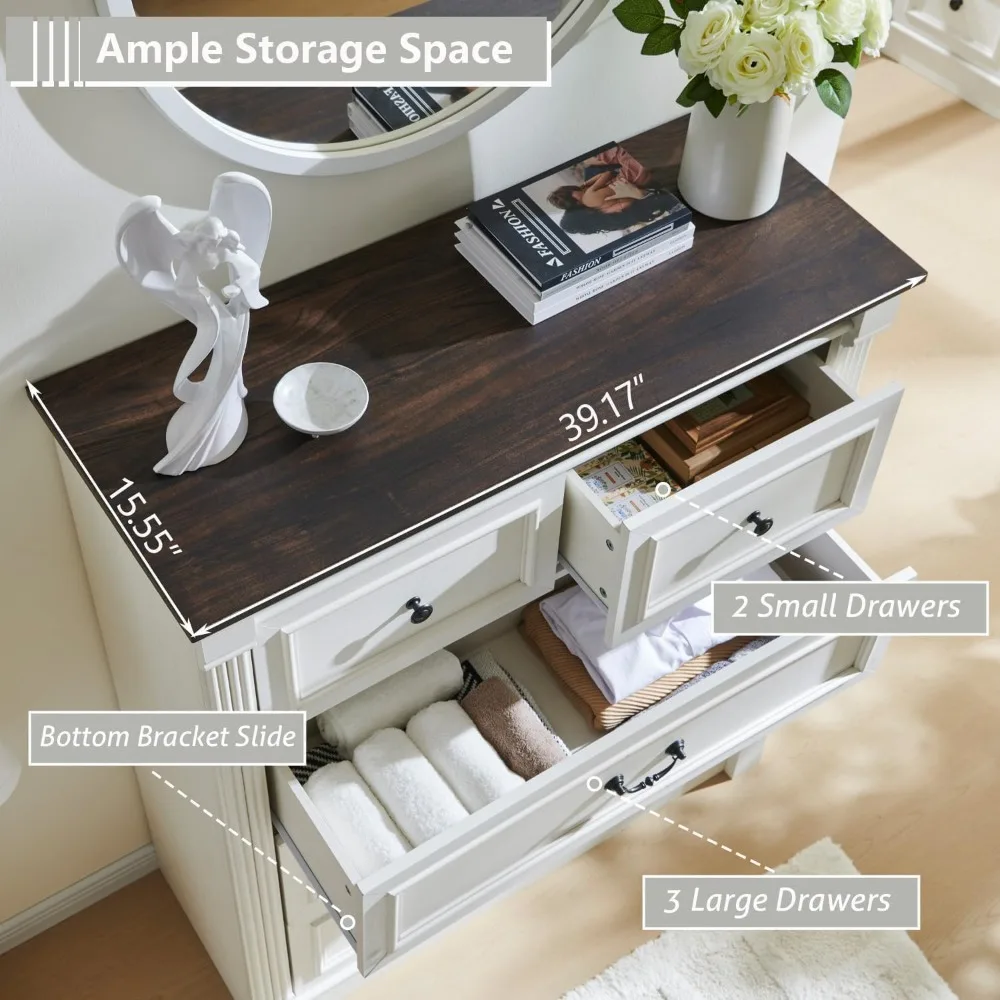 ตู้ลิ้นชัก 5 ชั้นสำหรับห้องนอน - Drawer Dresser White บทวิจารณ์และราคา
