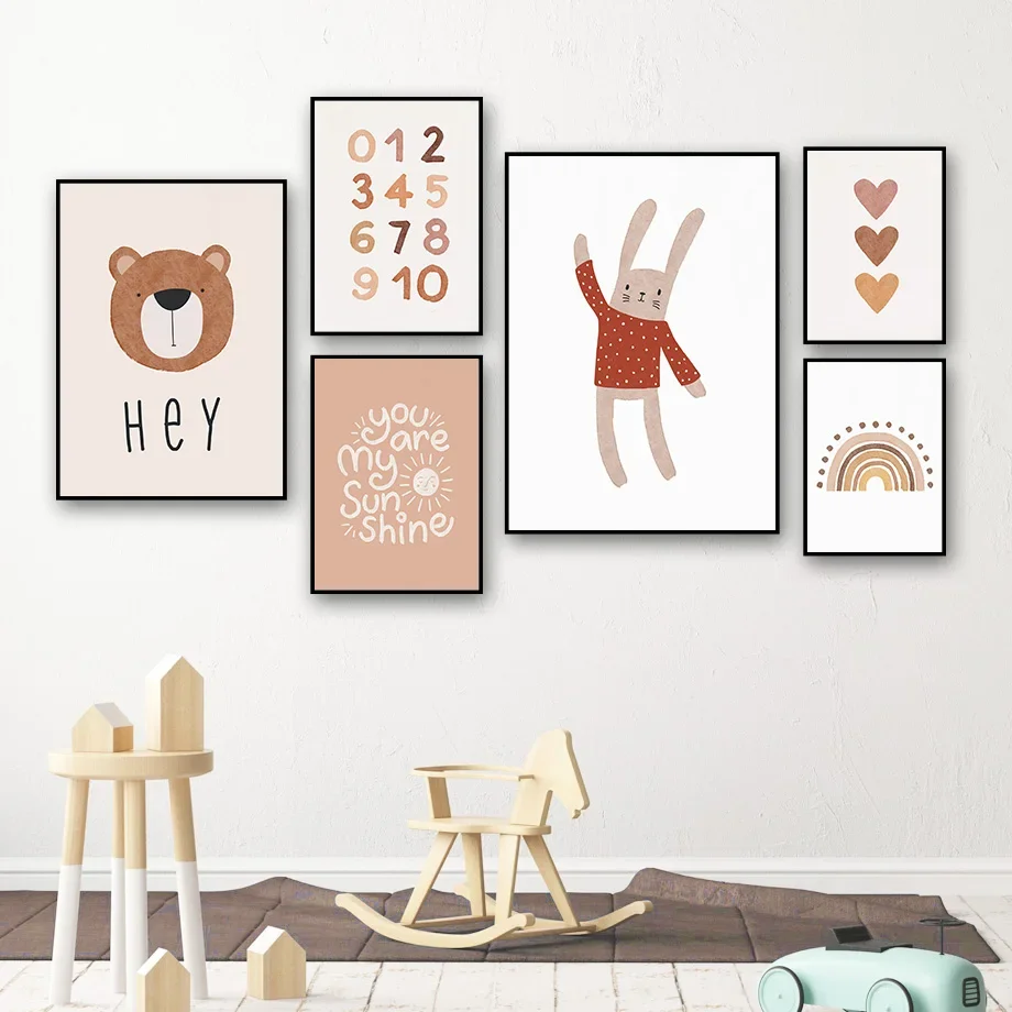 1 ชิ้น--ภาพวาดบนผ้าใบลายหมีการ - Baby Nursery Themes บทวิจารณ์และราคา