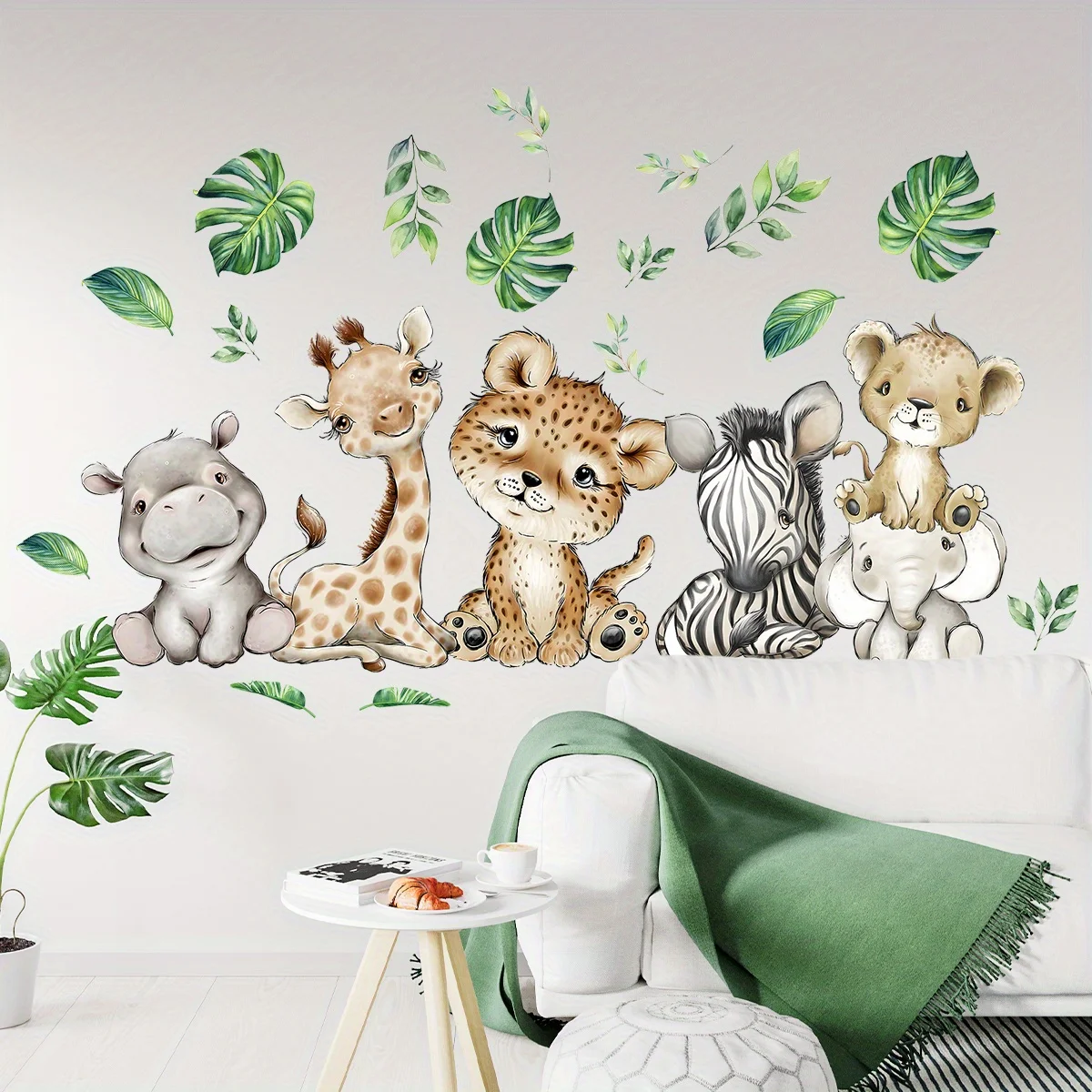 1PC การ์ตูนน่ารัก Hippo Tiger  - Baby Nursery Decals บทวิจารณ์และราคา