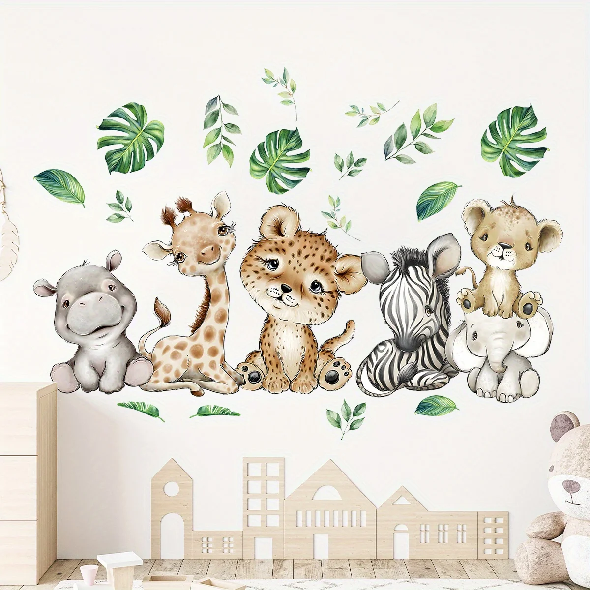1PC การ์ตูนน่ารัก Hippo Tiger  - Baby Nursery Decals บทวิจารณ์และราคา
