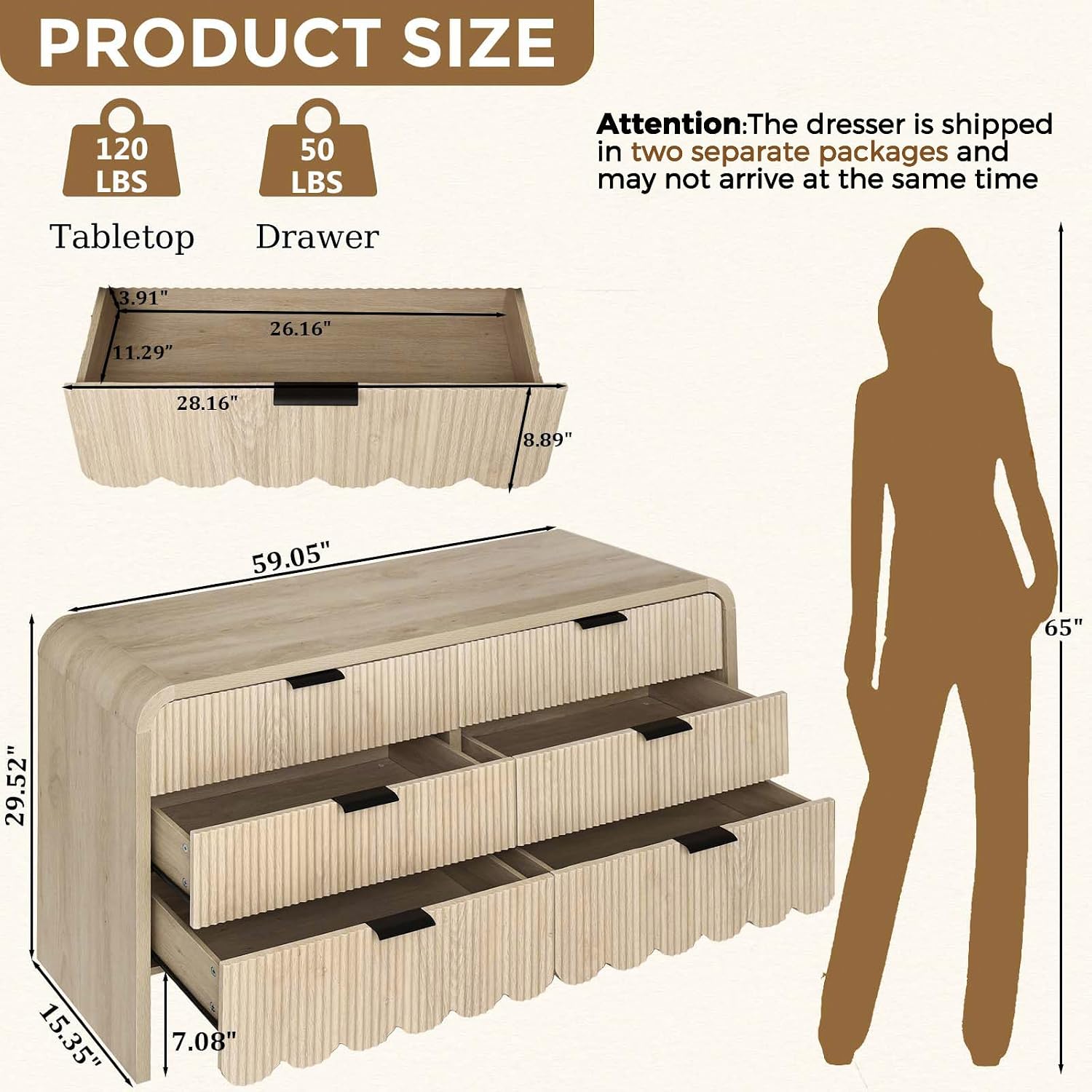 ตู้ลิ้นชักไม้ 6 ลิ้นชัก สำหรับ - Baby Nursery Dresser บทวิจารณ์และราคา