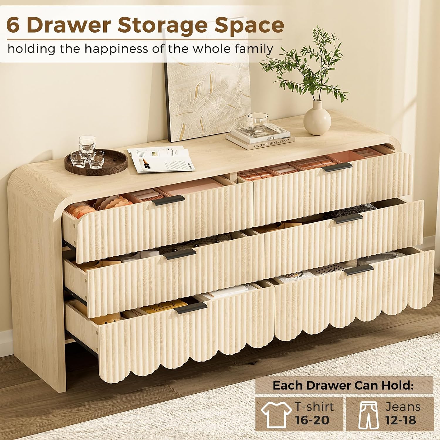 ตู้ลิ้นชักไม้ 6 ลิ้นชัก สำหรับ - Baby Nursery Dresser บทวิจารณ์และราคา