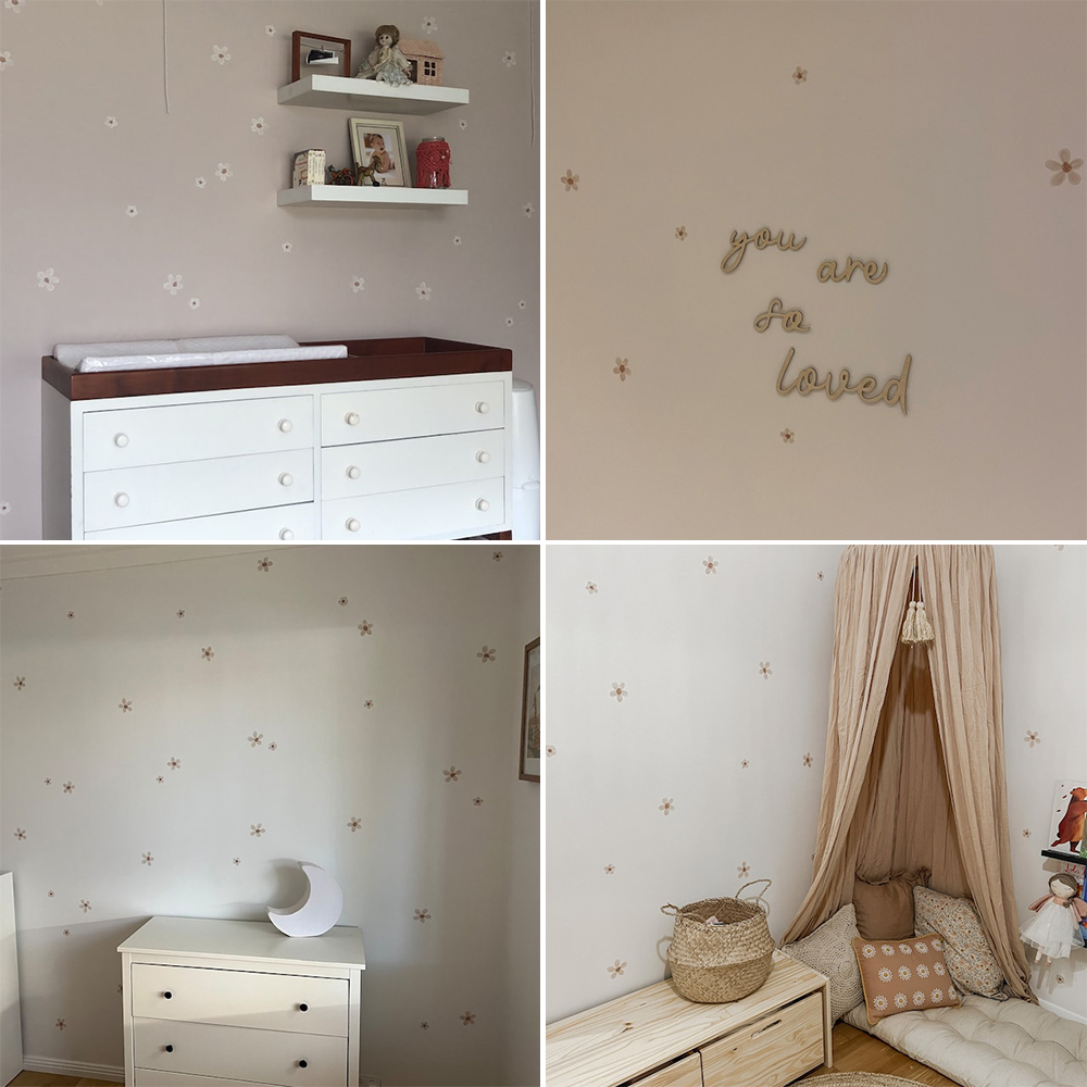 Boho สีทึบดอกไม้เนอสเซอรี่สติ๊ - Baby Nursery Decals บทวิจารณ์และราคา
