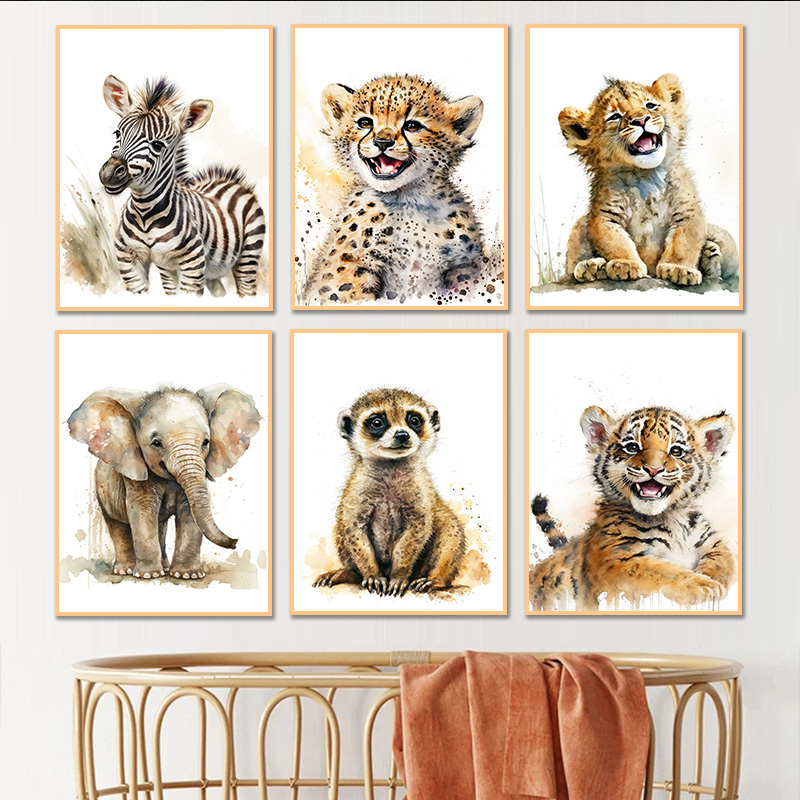 สีน้ำสัตว์ ลูกเสือชีตาห์ ยีราฟ - Baby Zebra Nursery บทวิจารณ์และราคา