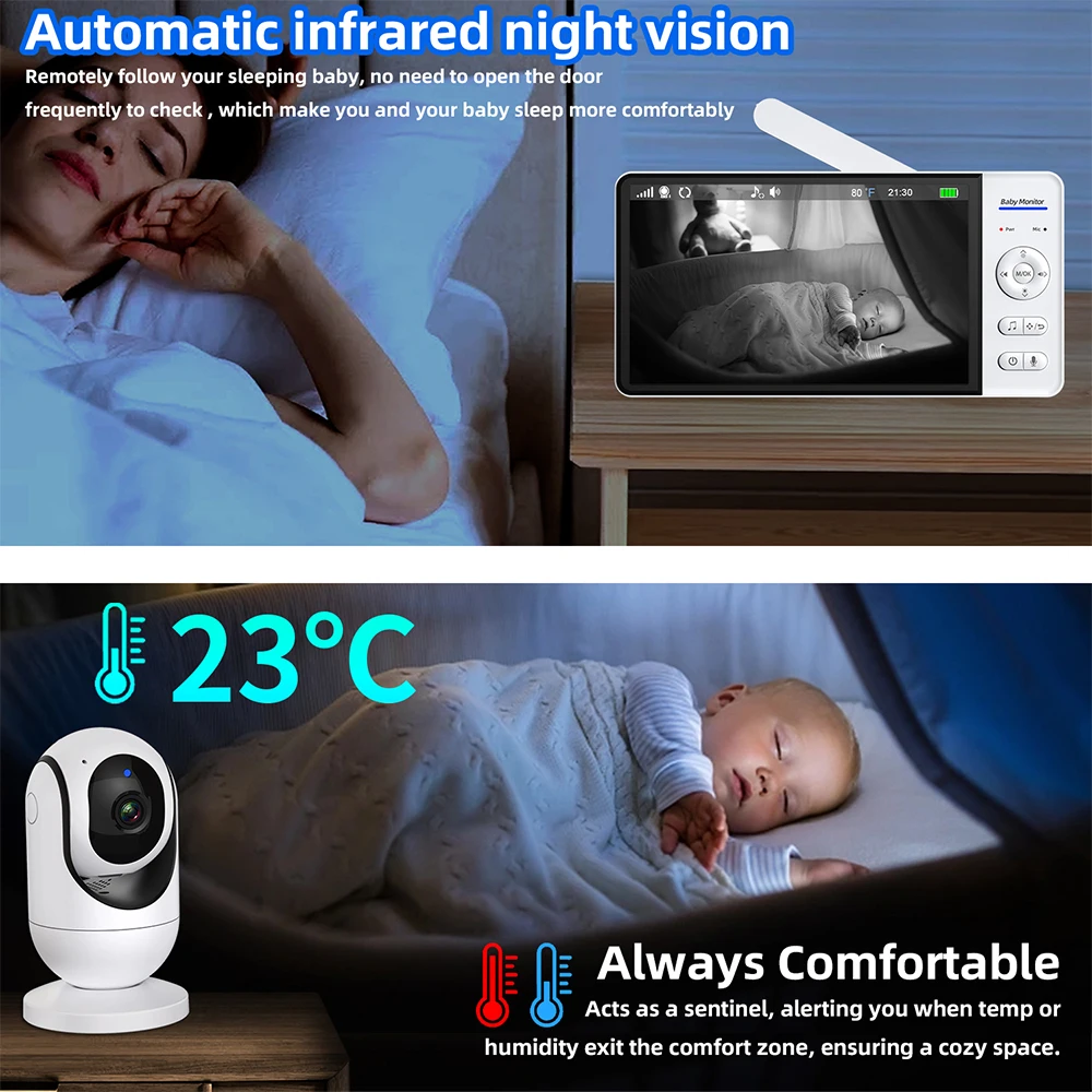 ไม่มี WiFi 7 นิ้ว Baby Monitor - Baby Monitor Split Screen บทวิจารณ์และราคา