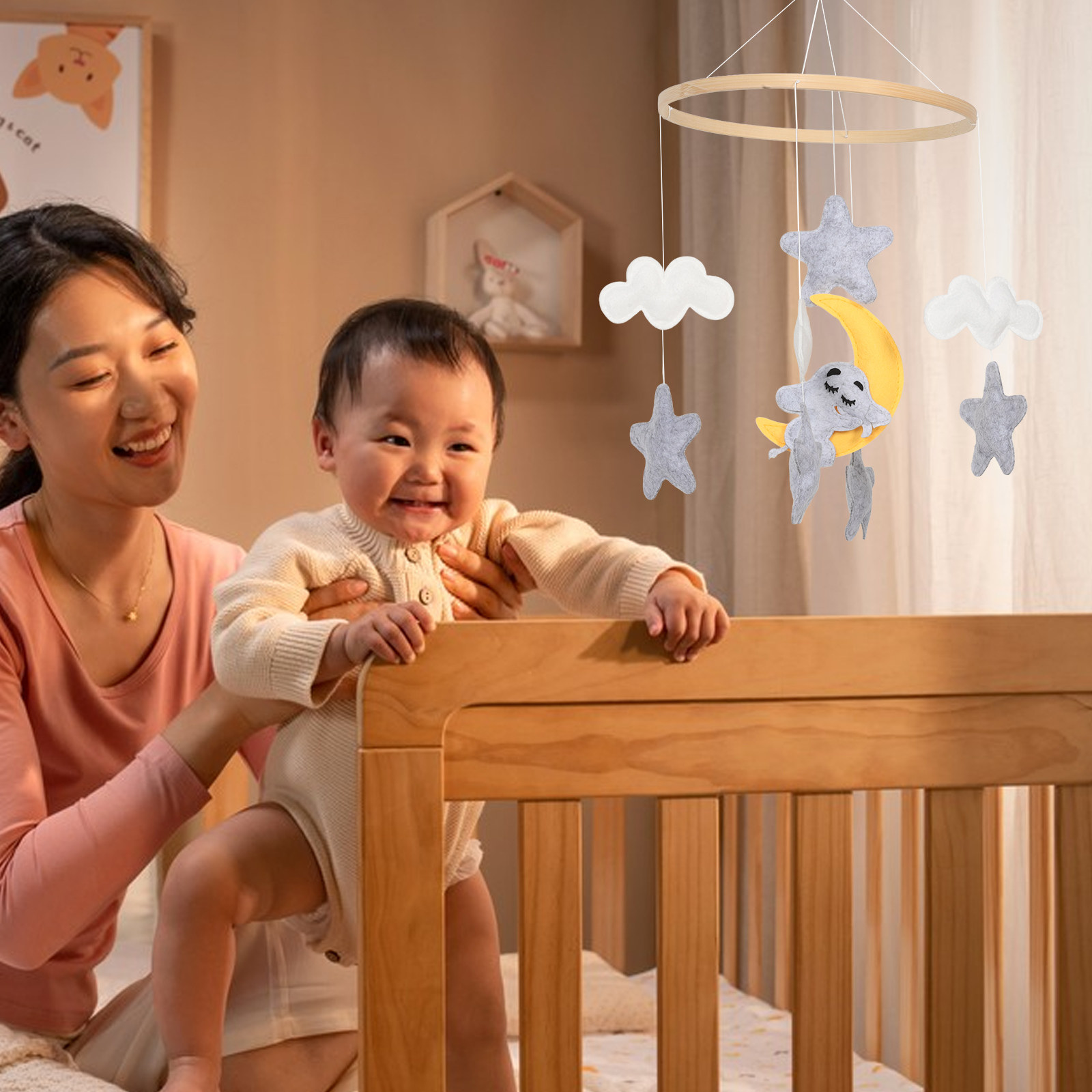 โมบายแขวนเตียงเด็กผ้าสักหลาดรู - Baby Nursery Mobile บทวิจารณ์และราคา
