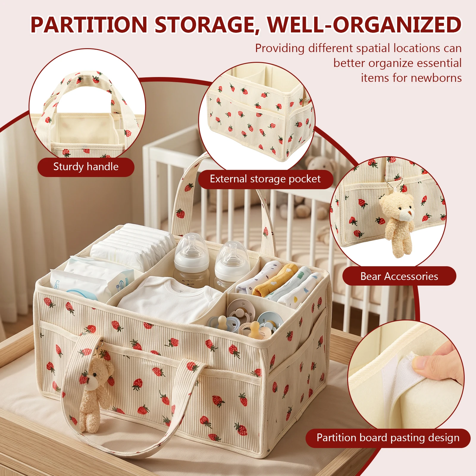 ตะกร้าเก็บผ้าเช็ดทำความสะอาดสำ - Baby Nursery Dresser บทวิจารณ์และราคา