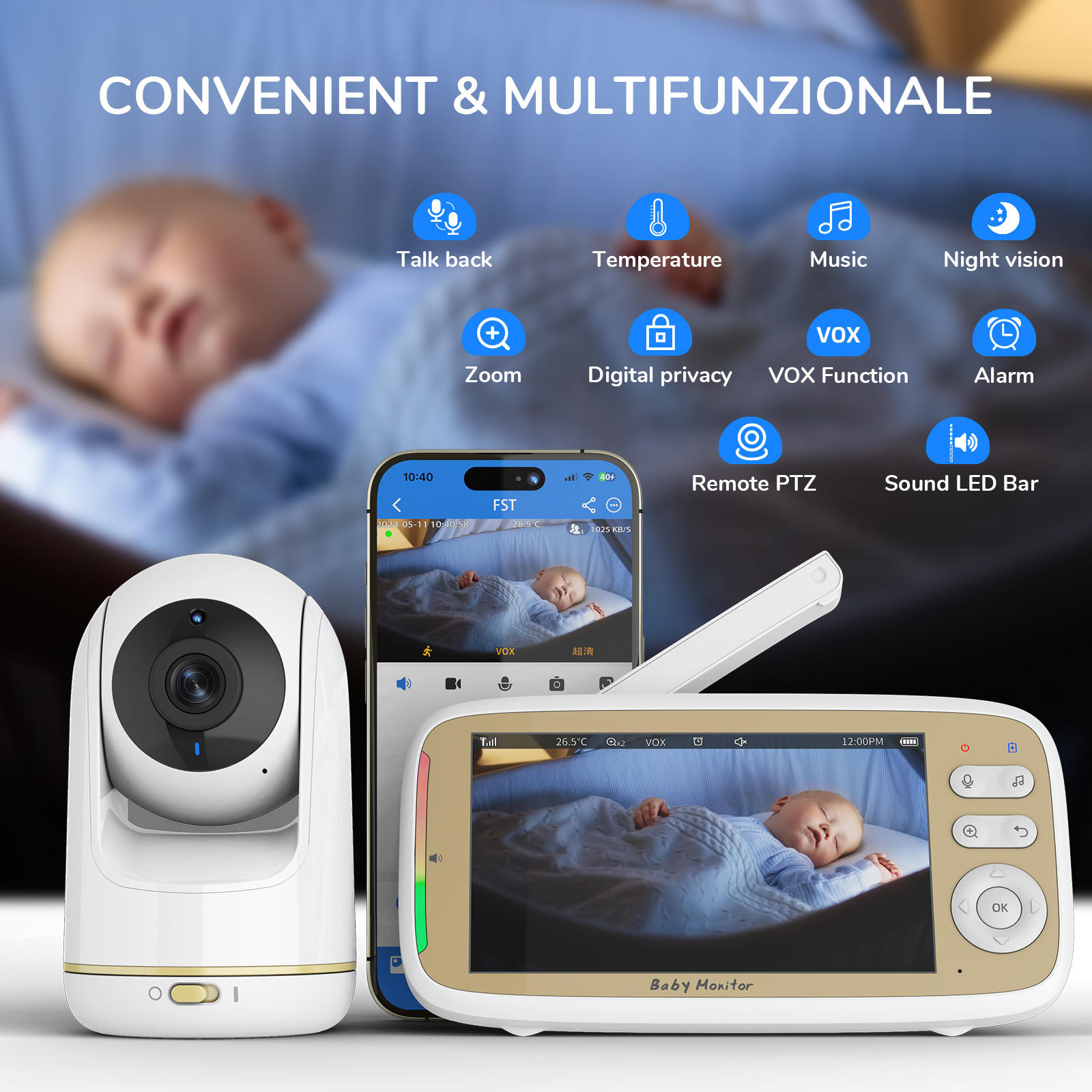 กล้องวงจรปิด VB803 PRO HD 720P - Baby Monitor Split Screen บทวิจารณ์และราคา