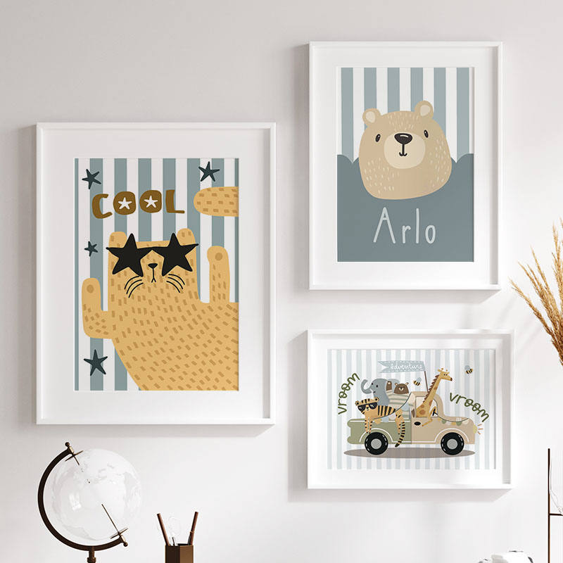 ภาพพิมพ์บนผ้าใบลายเสือ ลายสิงโ - Baby Name Wall Art บทวิจารณ์และราคา