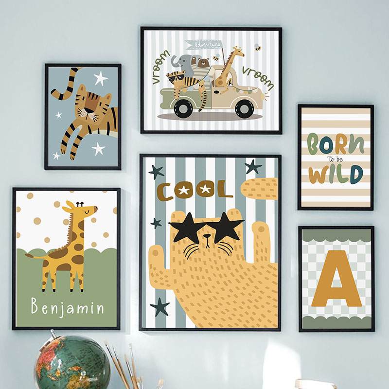 ภาพพิมพ์บนผ้าใบลายเสือ ลายสิงโ - Baby Name Wall Art บทวิจารณ์และราคา