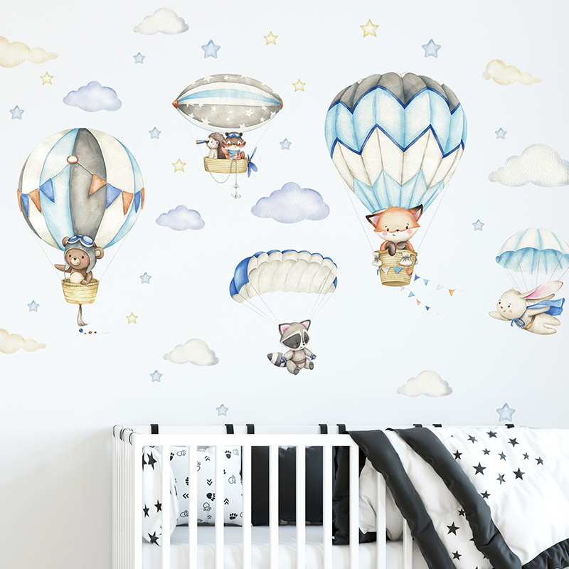 การ์ตูนสัตว์น่ารัก Hot Air บอล - Baby Nursery Decals บทวิจารณ์และราคา