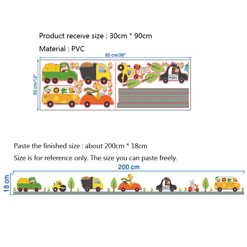 การ์ตูนสัตว์รถสติ๊กเกอร์ติดผนั - Baby Nursery Decals บทวิจารณ์และราคา