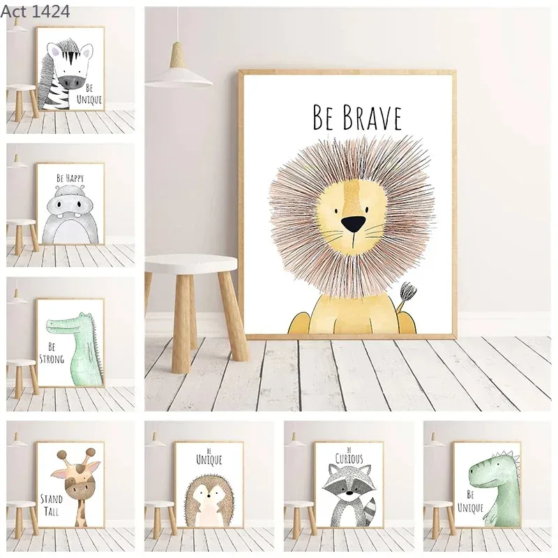 ภาพวาดสัตว์การ์ตูนบนผ้าใบ โปสเ - Baby Zebra Nursery บทวิจารณ์และราคา