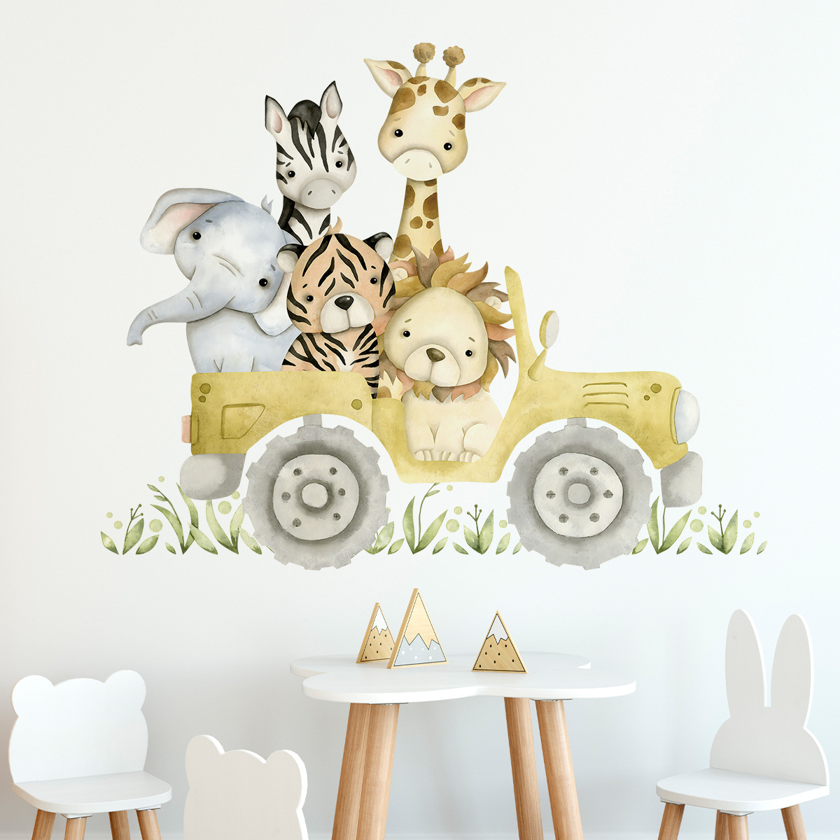 สัตว์น่ารักไดรฟ์รถจี๊ปสติ๊กเกอ - Baby Zebra Nursery บทวิจารณ์และราคา