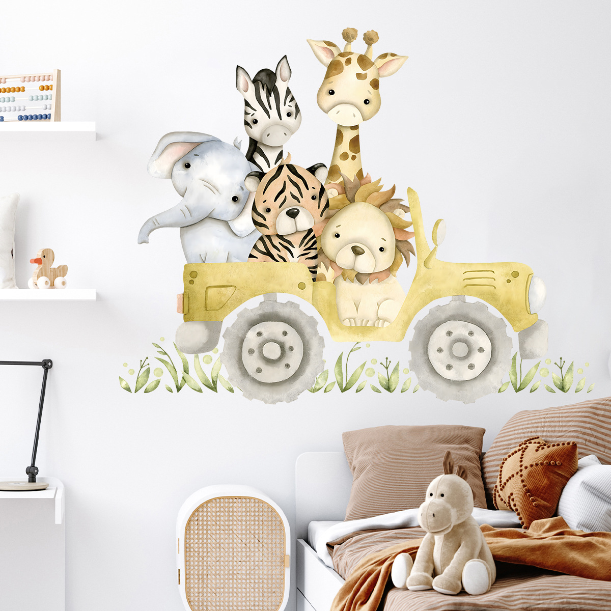 สัตว์น่ารักไดรฟ์รถจี๊ปสติ๊กเกอ - Baby Zebra Nursery บทวิจารณ์และราคา