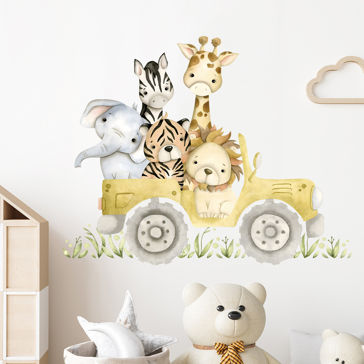 สัตว์น่ารักไดรฟ์รถจี๊ปสติ๊กเกอ - Baby Zebra Nursery บทวิจารณ์และราคา