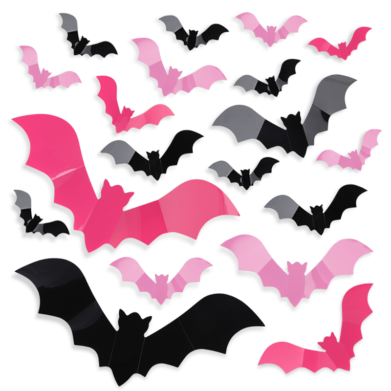 24/48Pcs ฮาโลวีนค้างคาวสีชมพูส - Baby Nursery Decals บทวิจารณ์และราคา