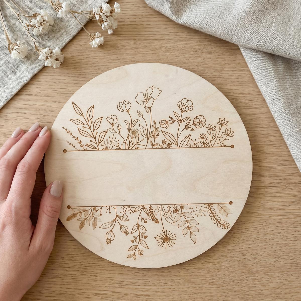 ป้ายไม้ทรงกลมลายดอกไม้พร้อมชื่ - Baby Nursery Wall บทวิจารณ์และราคา