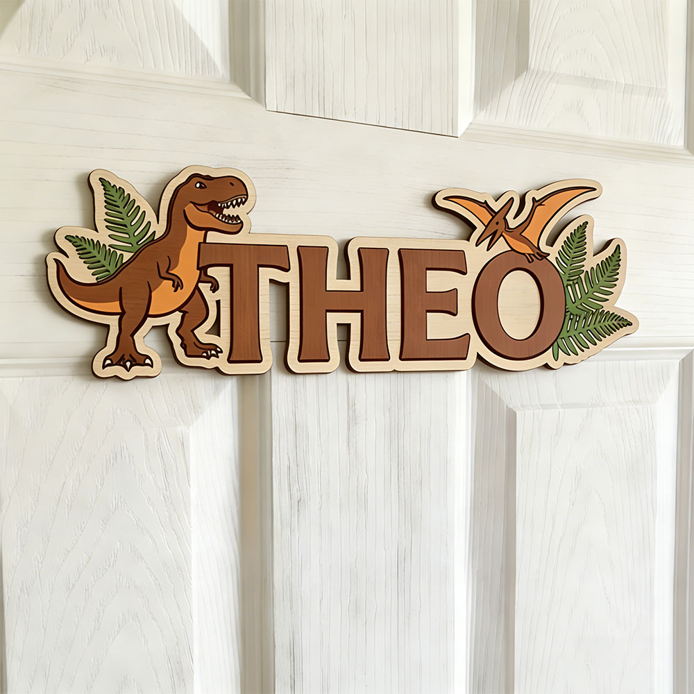 ป้ายชื่อไดโนเสาร์แบบกำหนดเองสำ - Baby Nursery Name Sign บทวิจารณ์และราคา