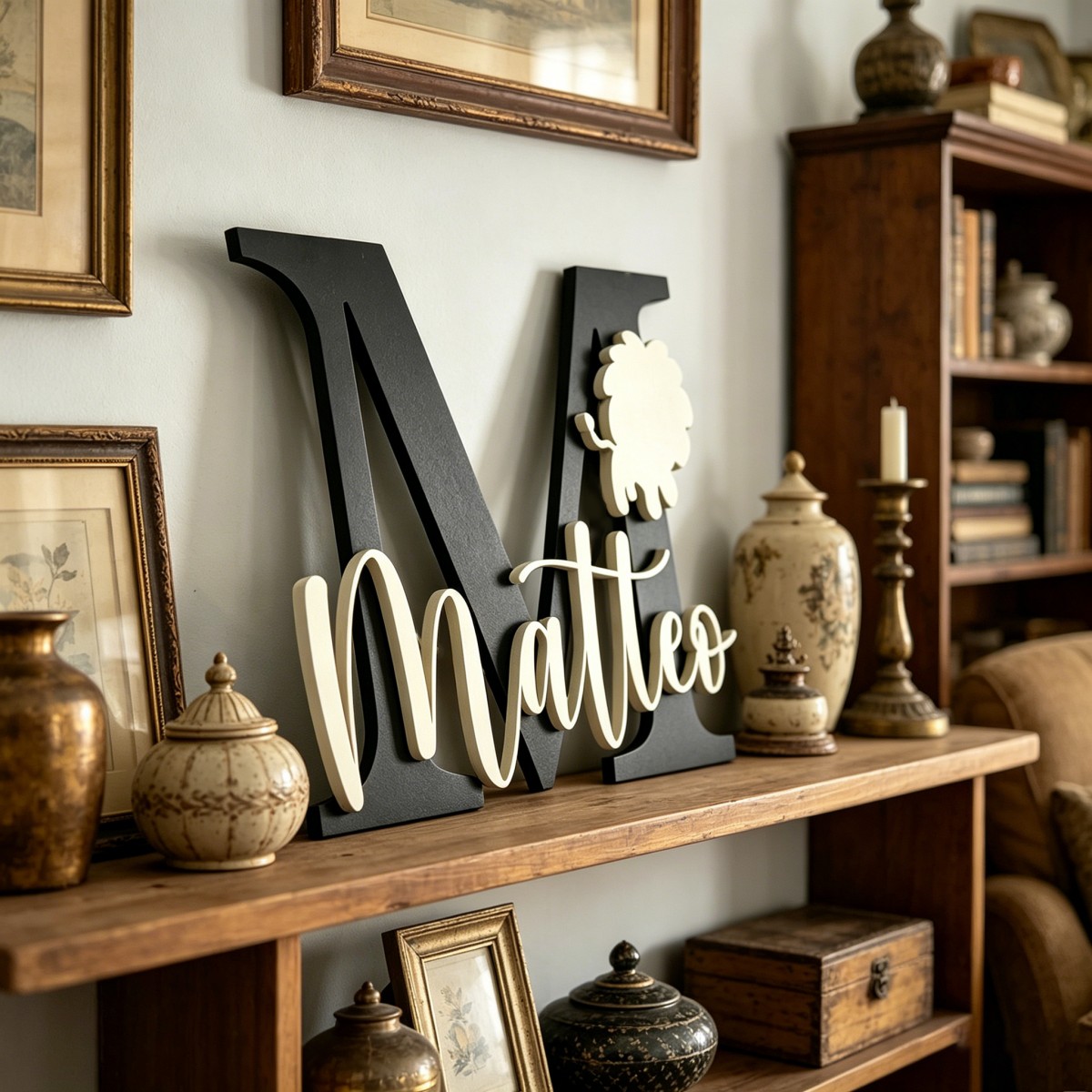 ป้ายชื่อไม้สลักชื่อและอักษรย่อ - Baby Nursery Wall บทวิจารณ์และราคา