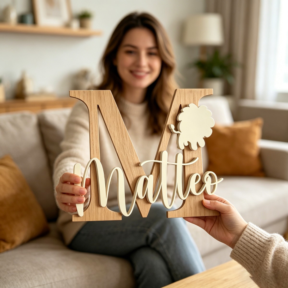 ป้ายชื่อไม้สลักชื่อและอักษรย่อ - Baby Nursery Wall บทวิจารณ์และราคา