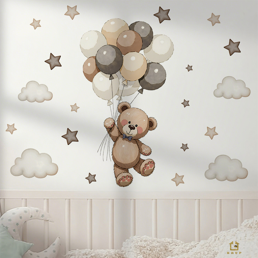 สติ๊กเกอร์ติดผนังรูปหมีเท็ดดี้ - Baby Nursery Wall บทวิจารณ์และราคา