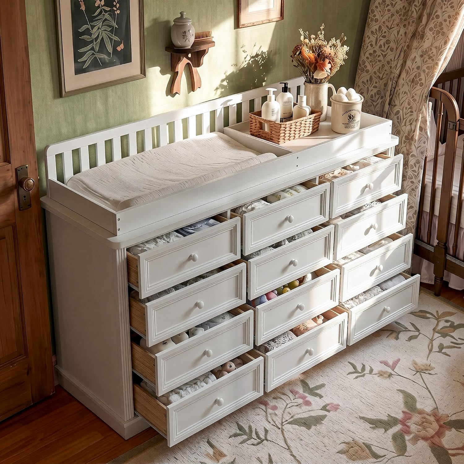 โต๊ะเปลี่ยนผ้าอ้อมเด็กพร้อมตู้ - Baby Nursery Dresser บทวิจารณ์และราคา