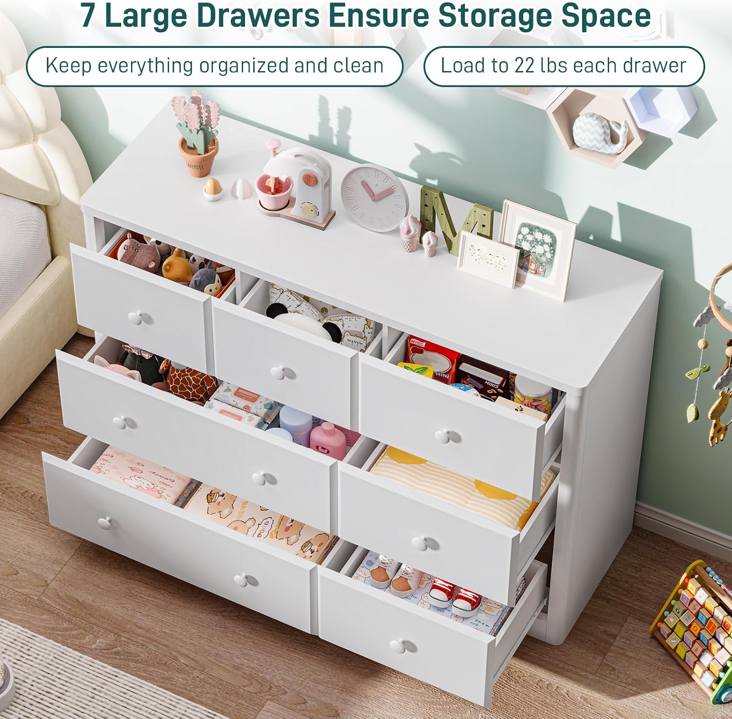 ตู้ลิ้นชัก 7 ชั้น สำหรับเด็ก ต - Baby Nursery Dresser บทวิจารณ์และราคา