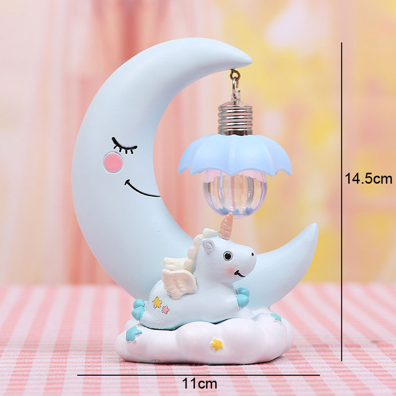 การ์ตูนดวงจันทร์ยูนิคอร์น Nigh - Baby Nursery Table Lamp บทวิจารณ์และราคา