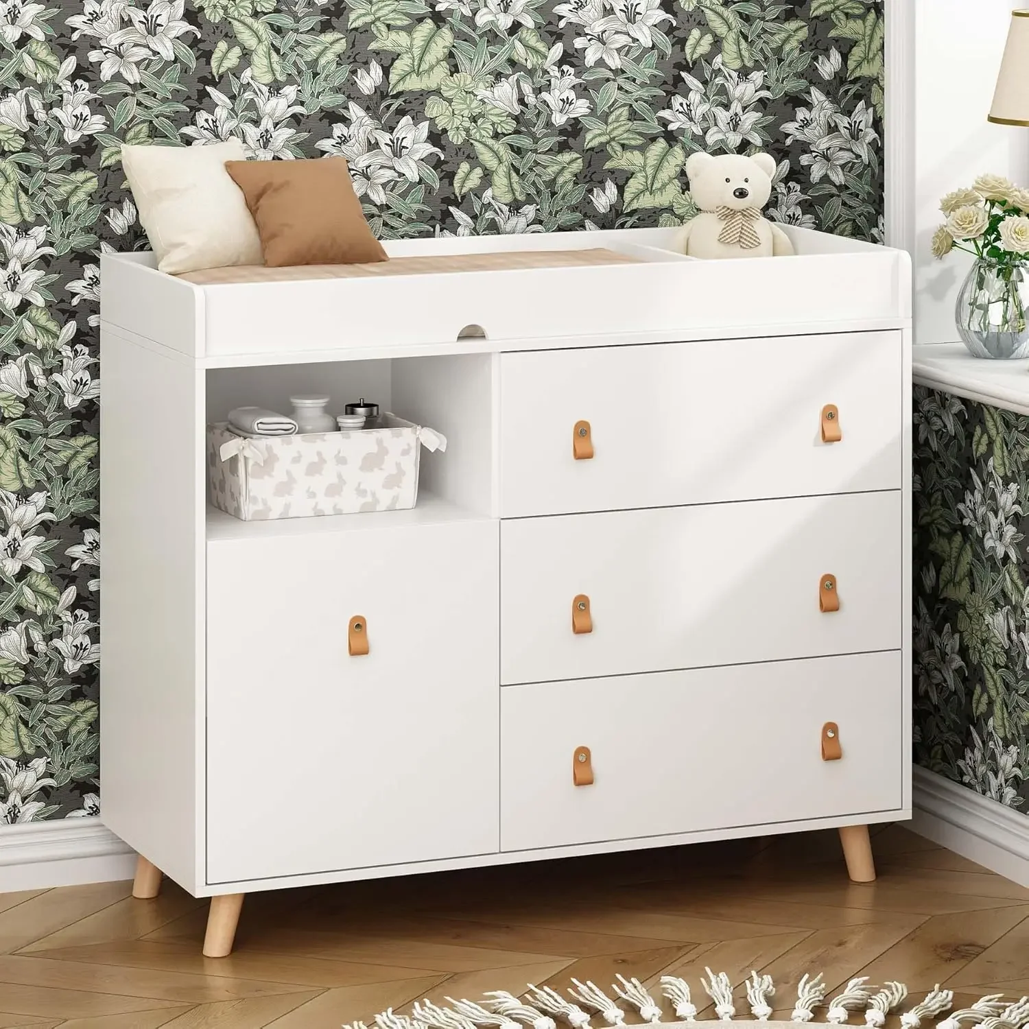 โต๊ะเปลี่ยนผ้าอ้อมเด็กพร้อมลิ้ - Baby Nursery Dresser บทวิจารณ์และราคา