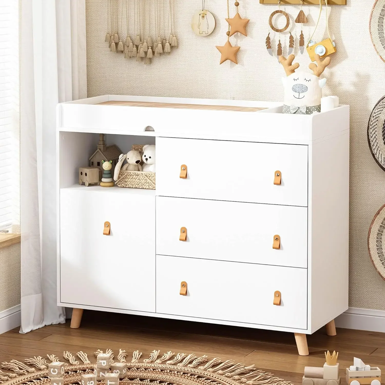 โต๊ะเปลี่ยนผ้าอ้อมเด็กพร้อมลิ้ - Baby Nursery Dresser บทวิจารณ์และราคา