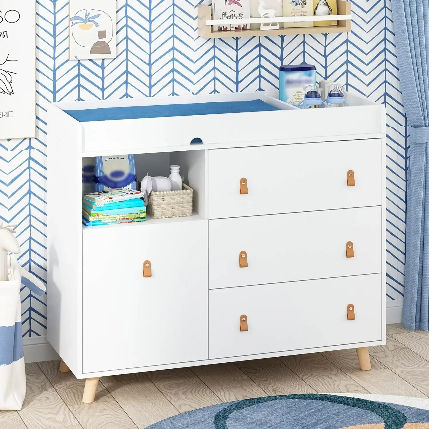 โต๊ะเปลี่ยนผ้าอ้อมเด็กพร้อมลิ้ - Baby Nursery Dresser บทวิจารณ์และราคา