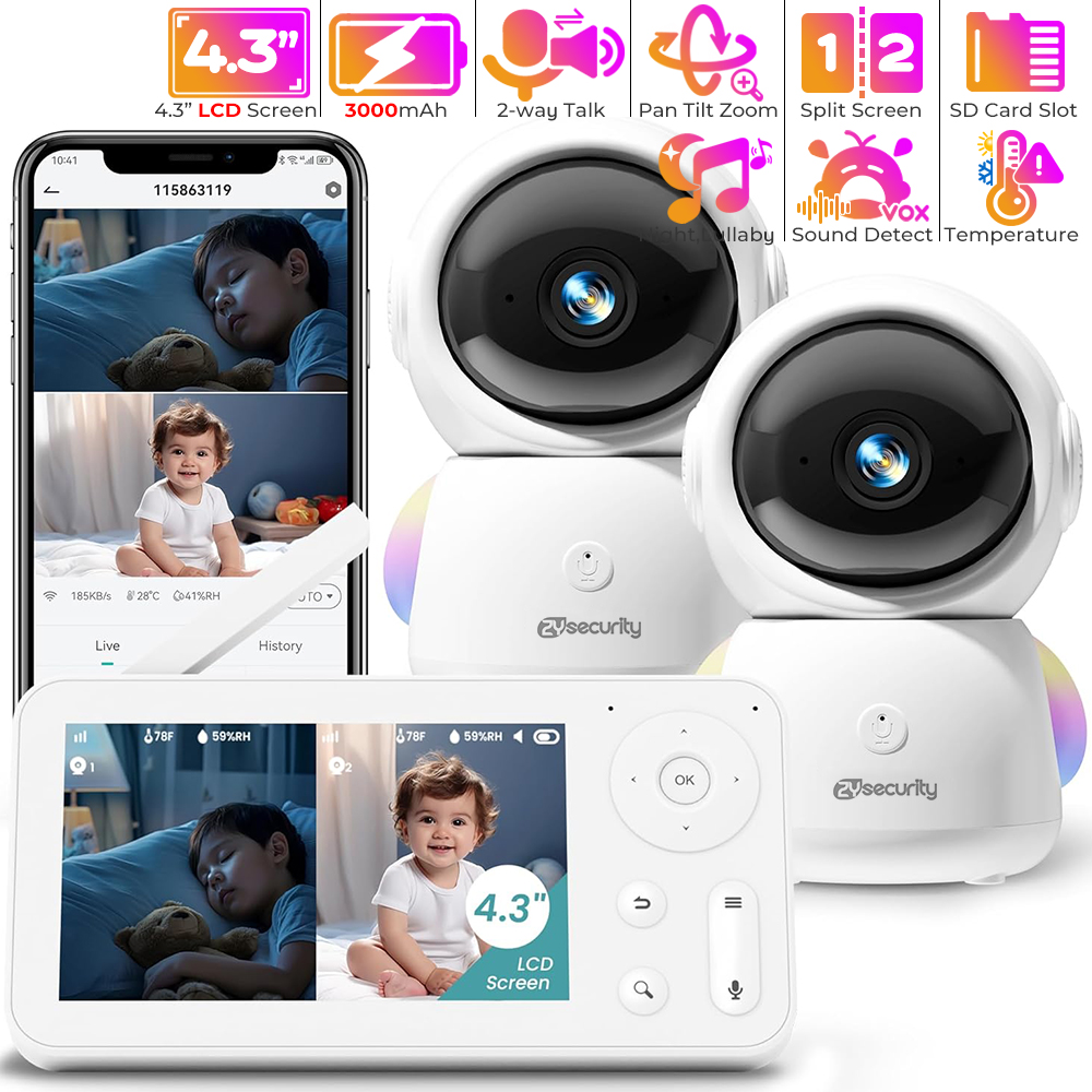 2K Baby Monitor พร้อม 2 กล้องแ - Baby Nursery Mobile บทวิจารณ์และราคา
