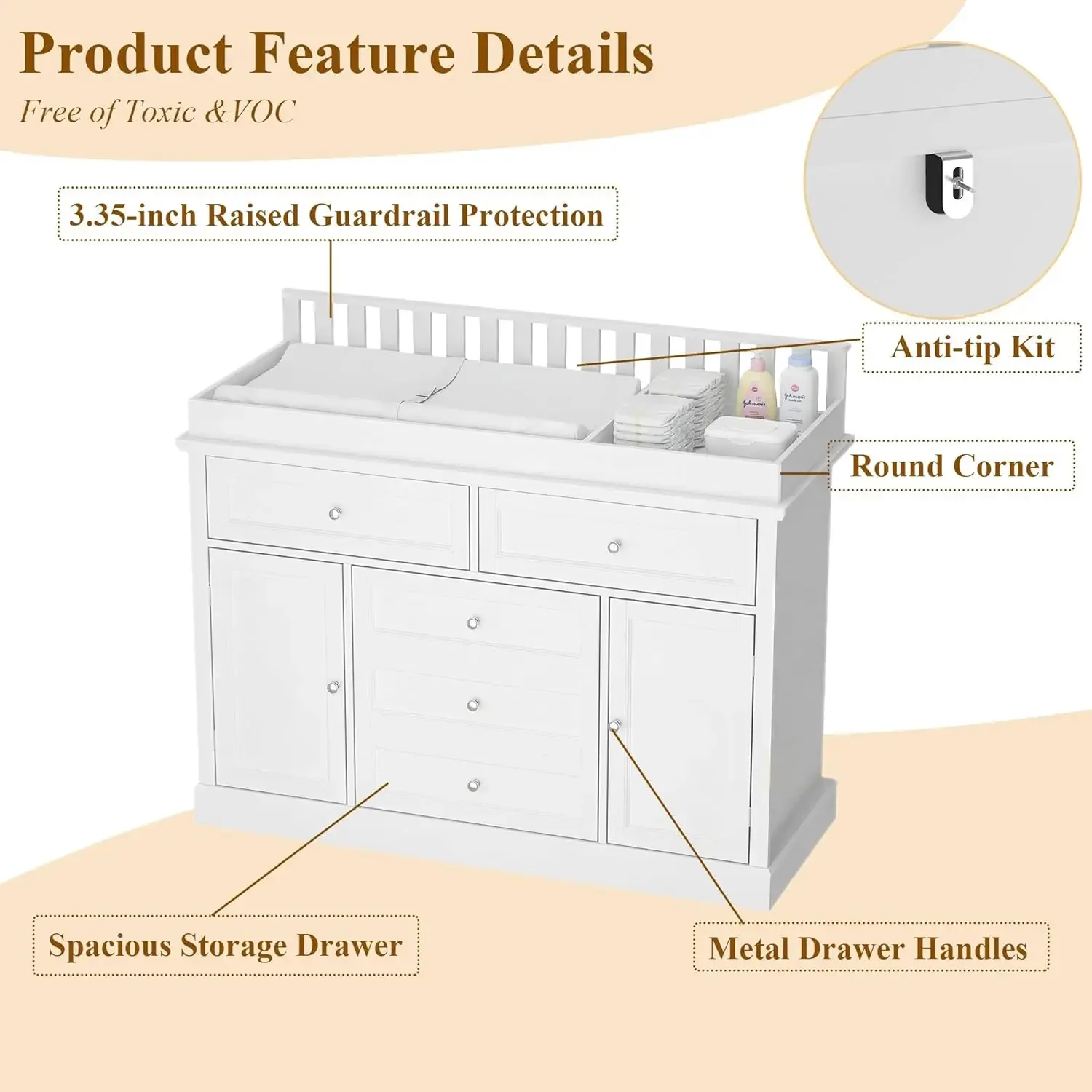 ตู้เสื้อผ้าเด็ก 46 พร้อมท็อปโต - Baby Nursery Dresser บทวิจารณ์และราคา