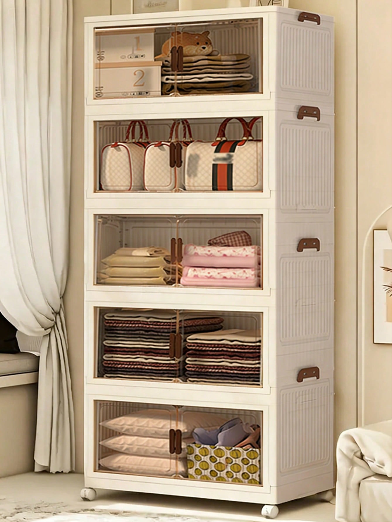 ตู้เก็บของแบบพับได้ 5 ชั้น สีค - Drawer Dresser White บทวิจารณ์และราคา