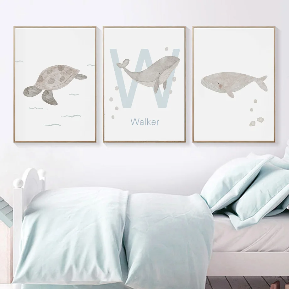 Custom ชื่อปลาวาฬ Octopus เต่า - Baby Name Wall Art บทวิจารณ์และราคา